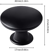 kuou 12 Pcs 30mm Black Matted Round Cabinet Knobs with 12 Screws Included view 3