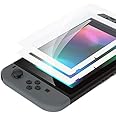 eXtremeRate 2 Pack White Border Transparent HD Clear Saver Protector Film, Tempered Glass Screen Protector for Nintendo Switch [Anti-Scratch, Anti-Fingerprint, Shatterproof, Bubble-Free]
