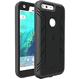 Google Pixel Case, POETIC Revolution Series [Premium Rugged][Shock Absorption & Dust Resistant][Heavy Duty]Complete Protection Hybrid Case w/ Built-In Screen Protector for Google Pixel (2016) Black
