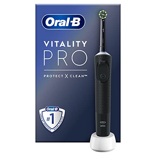 Vitality Pro Cepillo de Dientes Eléctrico con Mango Recargable y 1 Cabezal, Diseñado Por Braun, Regalos Originales - Negro