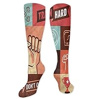 Pattern Socks,Long Socks Men Pack,Long Socks Women Fitness Training Achievement 3.3"X19.6"(Long Socks)