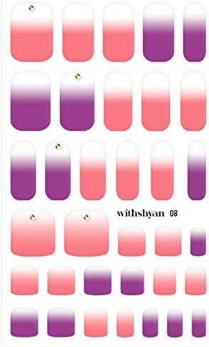 WithShyan Self-Adhesive Trendy Nail Art Stickers, Peachy Purple, 30 g