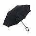 Elover 32in X 8 Panels Double Layer Inverted Umbrella, B - Black