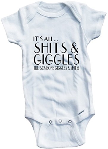 Baby Tee Time Girls' It's All...Shits & Giggles Till' Someone 0-3 Months White