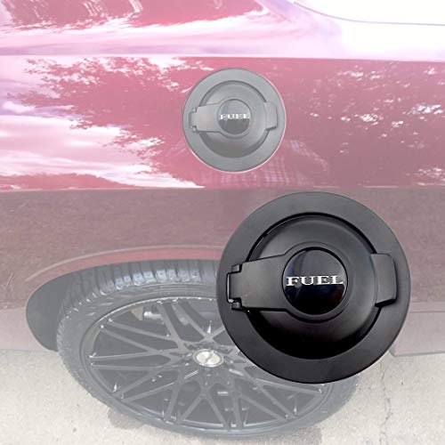 Black Vapor Edition Gas Filler Door Cap For Dodge Challenger 2008-2019 – Matte Black & Silver, Direct Fit