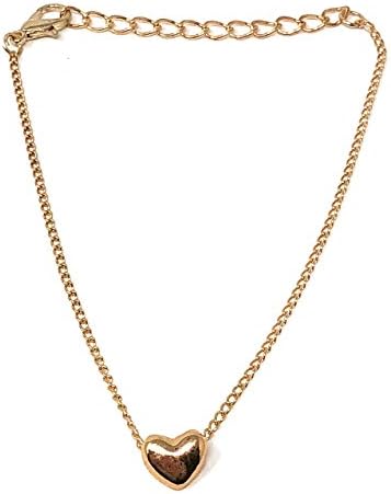 Gold Heart Chain Pendant Bracelet Necklace - Love Charm Jewelry - 18k Gold Plated