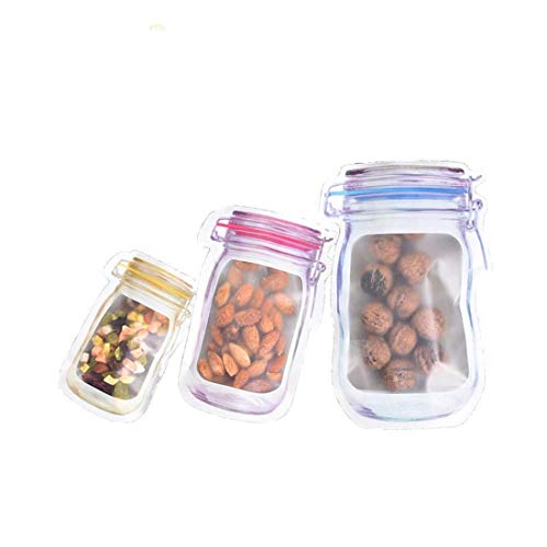 image for LOSOUL 4 Pieces Mason Jar Zipper Bags Reusable Snack Saver Bag Leakpro