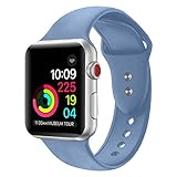 Sport Band For Apple Watch,Soft Silicone Strap Replacement Wristbands For Apple Watch Sport Series 3 Series 2 Series 1 NIKE+ Sports and Edition (Denim Blue 38mm S/M)