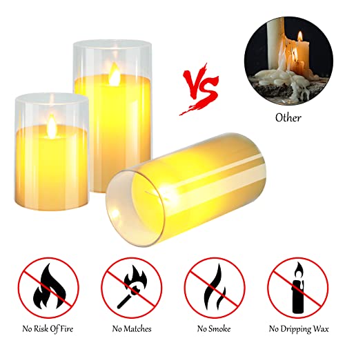 Flameless Candles Flickering Battery Operated Candles White Acrylic