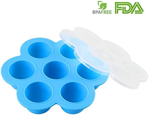 Silicone Egg Bites Molds for Instant Pot Accessories, Fits Instant Pot 5,6,8 qt Pressure Cooker, Reusable Storage Baby Food Container and Freezer Tray with Lid(Blue)