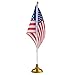 Juvale Mini American Flag Decor Set - 12-Pack 8 x 5.5in Flags on 12in Poles with Gold Base - Patriotic Table Decorations & Party Supplies for Desk & Office