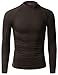 Doublju Mens Long Sleeve Half Turtle Neck Split Hem T-shirt