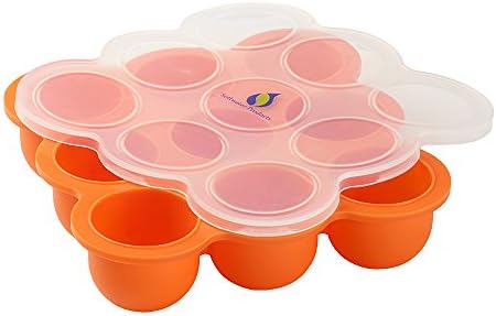 Baby Food Storage Tray with Silicone Clip-on Lid Orange