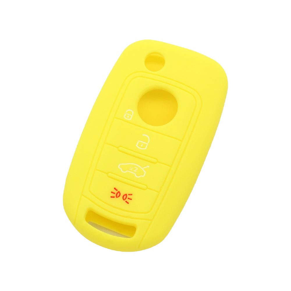 BROVACS Silicone Cover Protector Case Holder Skin Jacket Compatible with FIAT DODGE 4 Button Flip Remote Key Fob CV9262 Yellow