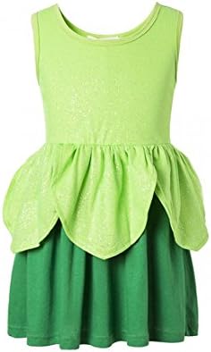 Tinkerbell Classic Girls Costume Tinker Bell Princess Dress Girls Dress (5, Green)