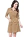 Allegra K Women's Multi-Pocket Above Knee Belted Shirt Dress S Beige