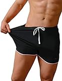 BALEAF Men's 3 Inches Bodybuilding Workout Shorts Drawstring Running Shorts Zipper Pockets