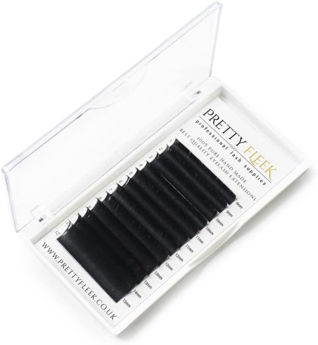 PRETTY FLEEK | Flat Classic Lashes | Professional Individual Eyelash Extensions | 0.20 Ellipse C-Curl & D-Curl | 8mm,9mm,10mm,11mm,12mm,13mm,14mm,15mm & Mixed Trays (D Curl, 14mm)