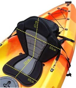 Evaric Deluxe Adjustable Padded Kayak Seat Rafting Canoe Backrest + Detachable Back Bag