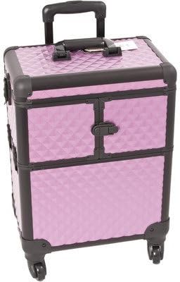 Professional Rolling Cosmetic Makeup Train Case Pattern: Diamond, Color: Purple/Black