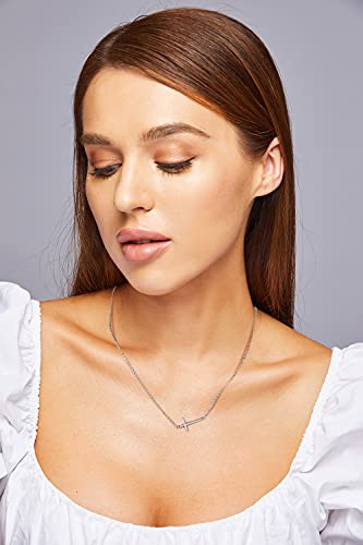 Pinsparkle Cross Necklaces For Women Men Sideways Cross Necklace Dainty Necklace Silver Cross Chain