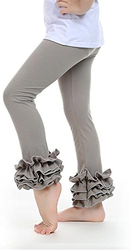 Kaiya Angel Little Girl's Ruffle Leggings Toddler Girl Ruffle Pants,Light Gray,120(4-5 Year)