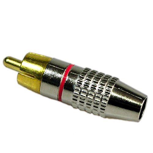 DCFun RCA Male Plug Adapter, Audio Phono Gold Plated Solder Connector, Hi End - 6-Pack - Thumbnail 2