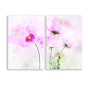 2 Plane Watercolor Painting Pink Flower for Living...