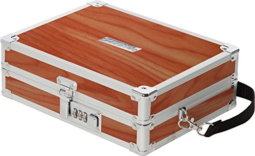 Vaultz Locking Wooden Sketch Box, Shoulder Strap, 7 x 9 x 3 Inches, Brown (VZ03439)