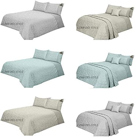 Comfort-StyleSAVOY JACQUARD Duvet Cover Set with Pillowcases ~ Luxury New QUILT COVER BEDDING SET In Decent 3 COLORS & UK SIZES (Cream, Super King DUVET SET)
