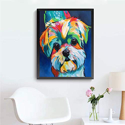 DIY 5D Diamond Painting Kits for Adults Full Drill Embroidery Paintings Rhinestone Pasted DIY Painting Cross Stitch Arts Crafts for Home Wall Decor 30x40cm/11.8×15.7Inches (Dog)