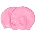 2 Pack,IPOW Soft Wrinkle-Free Silicone Swim Swimming Cap Soft Ear Protective Bating Hat Cap for Short and Medium Length Hair