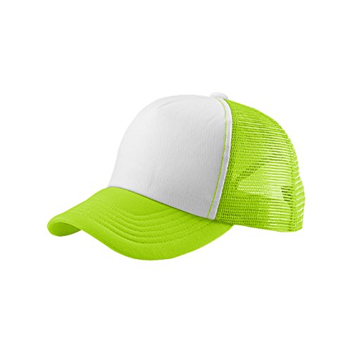 MG Unisex Summer Trucker Cap-6801B-Neon Green/White