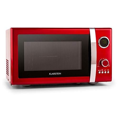 Klarstein Fine Dinesty - Four Micro-Ondes, Fonction Grill De 1000W, 12 Programmes, 800W, Minuterie, Trois Modes, Plateau Tournant, Ecran Digital, 23L De Capacité, Rouge