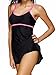 Zando Vintage Colorblock One Piece Swimsuits Tummy Control Swimwear Adjustable Straps Bathing Suit Swimdress for Women Sexy Black Rose Red 2XL (US Size 12-14)