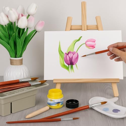 Kit com 12 Píncéis para Pintura Artesanato, Pincel Artisticos Redondos Ponta Fina Tinta óleo Aquarela Acrílico Esmalte Vinil e Tinta Guache Pode ser Usado por Crianças e Adultos Premium