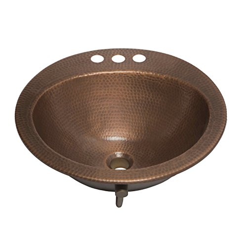 Sale!! Sinkology SB101-19AC Bell Drop-in Handmade Copper Bath Sink with 4 Faucet Holes and Overflow...