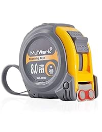MulWark cinta para medir con escalas imperiales y métricas, de 27 pies, con hoja gruesa, gancho magnético y cubierta amortiguadora de golpes. Para uso profesional, ideal para la constructor, contratista, carpintero y artesanos.