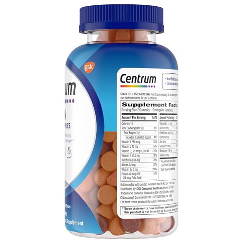 Centrum MultiGummies Gummy Multivitamin for Men, Multivitamin/Multimineral Supplement with Selenium, Antioxidants and Vitamin D3, Assorted Fruit Flavor - 170 Count