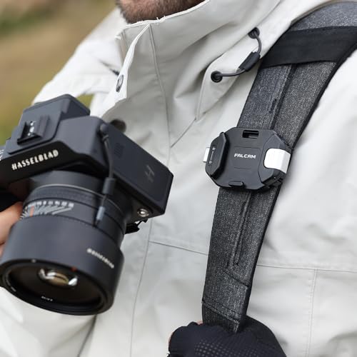 FALCAM F38 Camera Clip V2 with Plate Quick Release System, Camera Strap Mount Backpack with 1/4 Inch to 3/8 Inch Screw Thread, Arca-Swiss Compatible, Universal Mounting Base Adapter for Shoulder Strap
