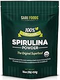 Organic Spirulina Powder (16 ounce): Naturally Vegan, Supplies Folate, Vitamin B12, Iron, Omega Fatty Acids, GLA, Beta Carotene, Chlorophyll, Amino Acids