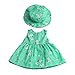 Dovewill 2pcs Fancy Clothes Outfit for 18inch American Girl My Life Zapf Baby Born Dolls Floral Dress Hat Set Green