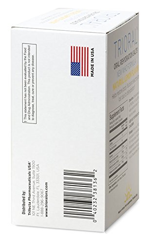 TRIORAL NATURAL LEMON W/ STEVIA ORAL REHYDRATION SALTS (WORLD HEALTH ORGANIZATION NEW FORMULA FOR FOOD POISONING, HANGOVER PREVENTION AND RELIEF, DEHYDRATION FROM DIARRHEA (25 PACKETS/BOX)