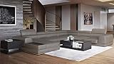 zuri furniture modern wynn slate leather sectional sofa with adjustable headrests left chaise