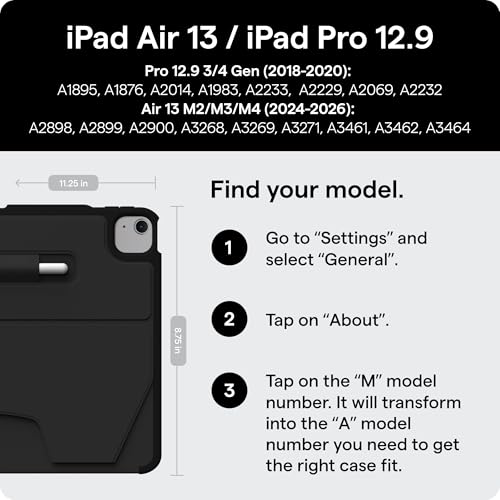 ZUGU CASE Slim Protective Case Designed for iPad Air 13-inch (M4, 2026 / M3, 2025 / M2, 2024) / iPad Pro 12.9-inch (4th/3rd Gen) Wireless Pencil Charging, Multiple Viewing Angles (Sleep/Wake Cover)