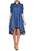 ZKESS Women's Long Sleeve A-line High-Low Denim Casual Skater Dress Large Size Blue