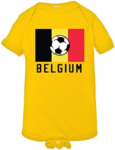 Baby Creeper Flags Soccer belgium Infant Body Suit Onsie - 18-24 Months - Yellow