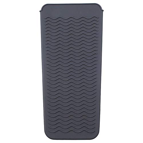 Gray Heat Resistant Silicone Travel Pouch for Curling Irons,Hair Curling Wand,Hair Salon Curler,Flat Irons,Hair Straightener,Travel Mat Pad Station for Hair Hot Styling Tools