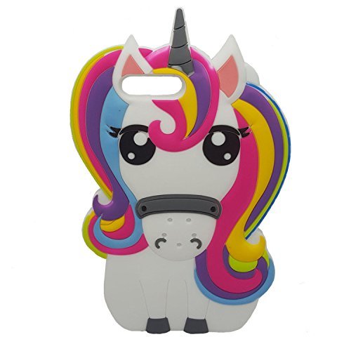 iPhone 6 6s Plus Case (5.5”), Rainbow Unicorn, 3D Cartoon Soft Gel Rubber Silicone Protection Skin Cover