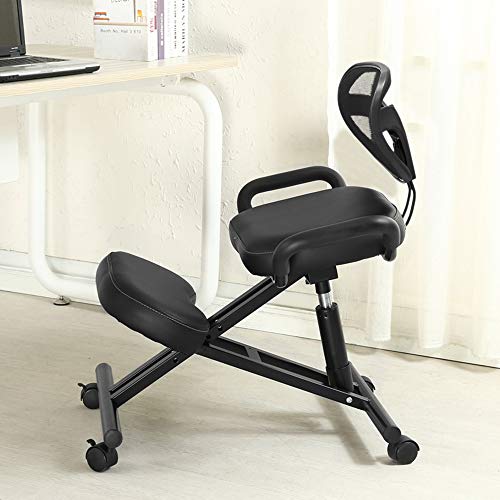 Kneeling Chair Ergonomic Posture Stool - Bizzoelife Height Adjustable Knee Stool for Back Relief with Rolling Casters - Thumbnail 5